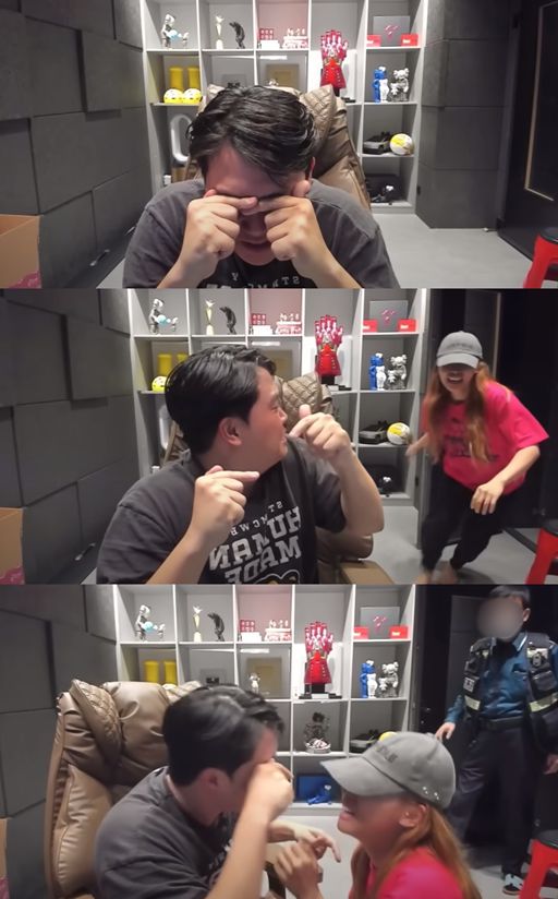 오킹이 라이브 방송을 진행하던 도중 여동생과 함께 경찰이 출동했다. 오킹 라이브 방송 캡처