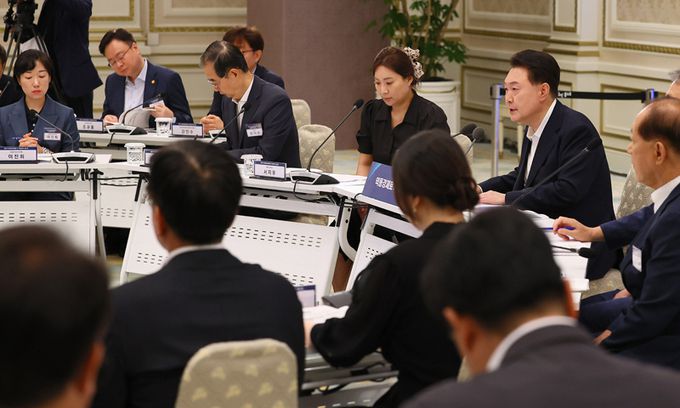 윤석열 대통령이 3일 영빈관에서 열린 '하반기 경제정책방향 및 역동경제 로드맵 발표'회의에서 발언하고 있다. 대통령실통신사진기자단