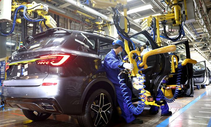 중국 상하이자동차(SAIC) 제조라인 모습. 신화뉴시스