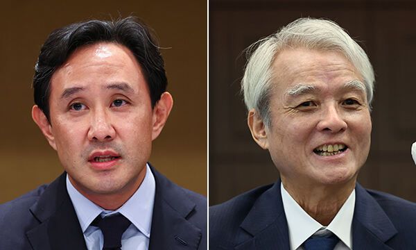 최윤범 고려아연 회장(왼쪽), 강성두 영풍 사장. 연합뉴스