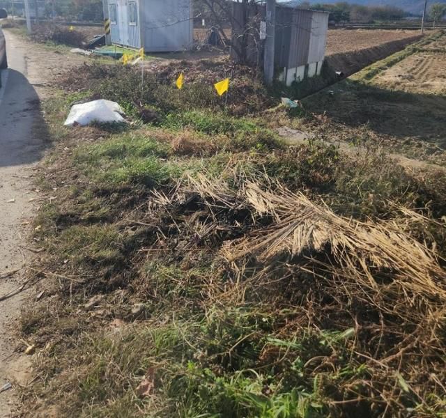 119상황실에 신고가 접수된 경북 상주 화산동 논두렁의 화재 현장. 경북도의원들이 소방 출동 태세를 점검한다는 이유로 불을 놓은 것으로 드러났다. 소방공무원노동조합 제공