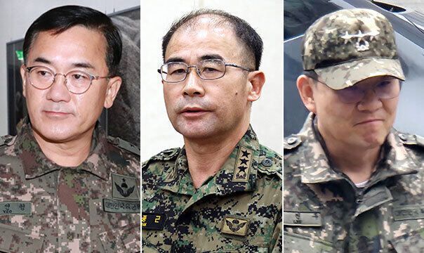 여인형 전 방첩사령관 (왼쪽부터), 곽종근 전 육군 특수전사령관, 이진우 전 수도방위사령관. 뉴시스