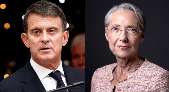 마누엘 발스 신임 프랑스 해외영토부 장관(왼쪽)과 엘리자베트 보른 교육부 장관. 두 사람은 총리까지 지낸 거물급 인사이나 최근 새롭게 꾸려진 프랑스 내각에 장관으로 자리를 낮춰 합류했다. AFP연합뉴스