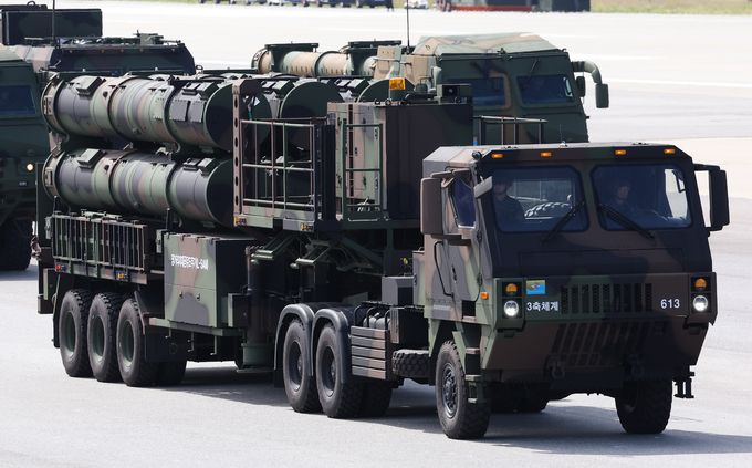 L-SAM 발사대 차량이 이동을 하고 있다. 세계일보 자료사진