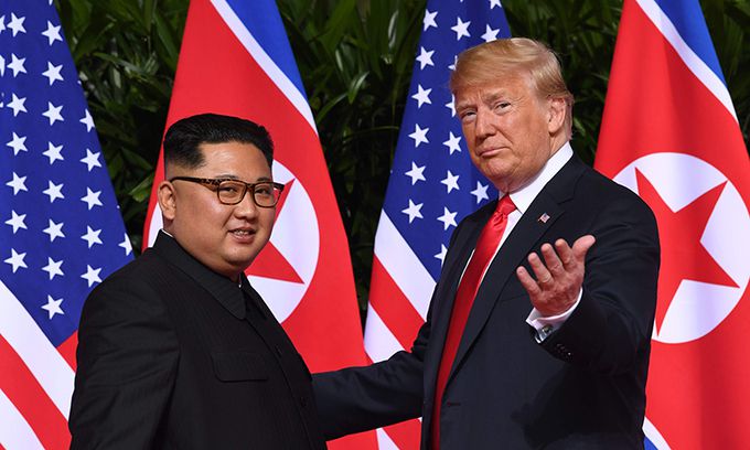 도널드 트럼프 미국 대통령(오른쪽)과 북한 김정은 국무위원장. AFP연합뉴스