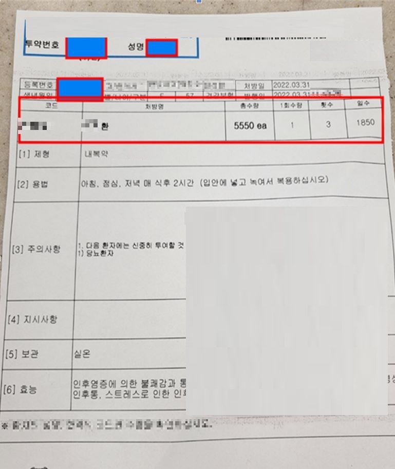 서울시 민생사법경찰국에 적발된 한 한방병원의 1850일분 약 처방전. 서울시 제공