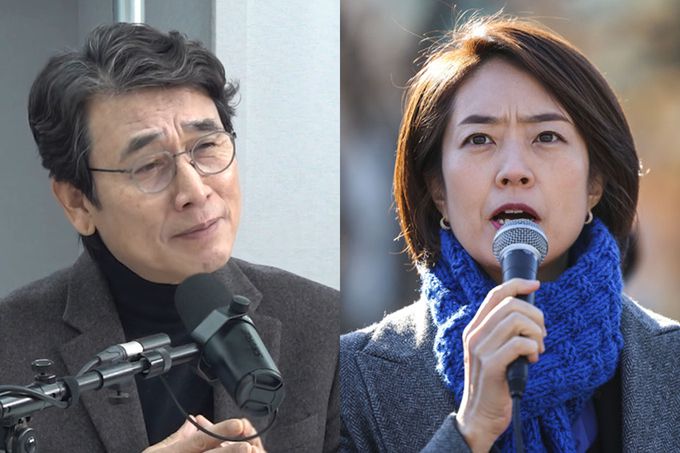 유시민 작가(왼쪽)‧더불어민주당 고민정 의원. 유튜브 ‘매불쇼’ 캡처‧뉴시스