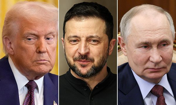 도널드 트럼프 미국 대통령(왼쪽부터), 볼로디미르 젤렌스키 우크라이나 대통령, 블라디미르 푸틴 러시아 대통령. AP·EPA·타스연합뉴스
