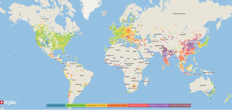 2024 세계 공기질 보고서(2024 Global PM2.5 Map). 아이큐에어(IQAIR) 홈페이지 캡처