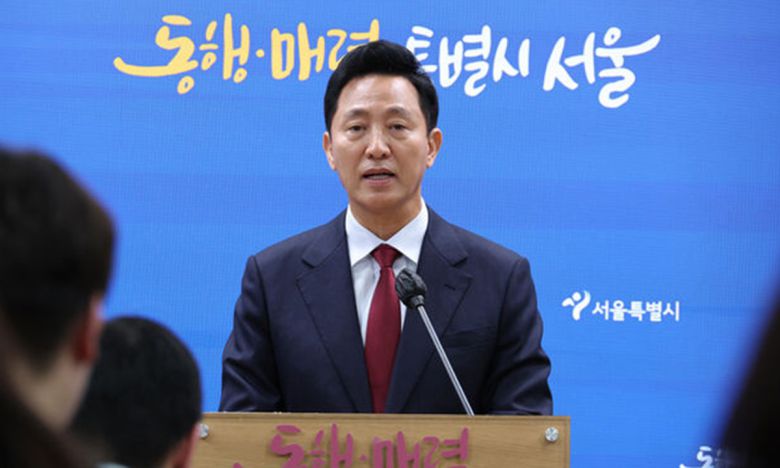 오세훈 서울시장이 지난해 12월3일 시청 브리핑룸에서 명태균씨 등 고소·고발 관련 브리핑을 하고 있다. 뉴시스