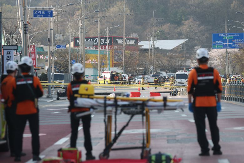 통제된 광명 신안선 공사장 붕괴 사고 현장. 뉴스1