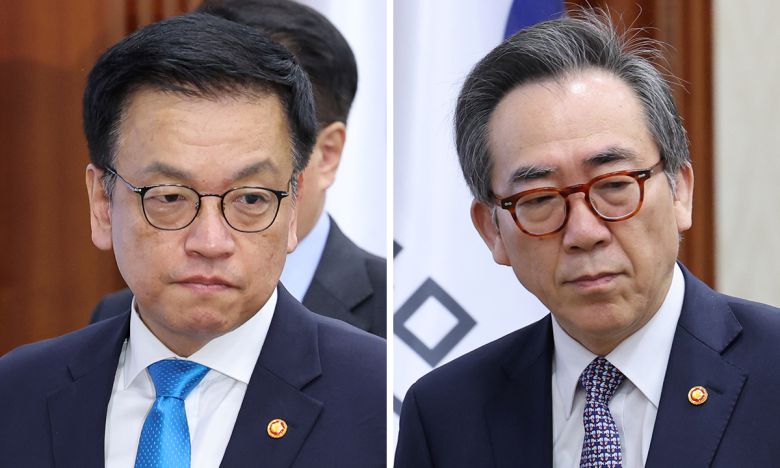 최상목 경제부총리와 조태열 외교부 장관. 연합뉴스· 뉴시스