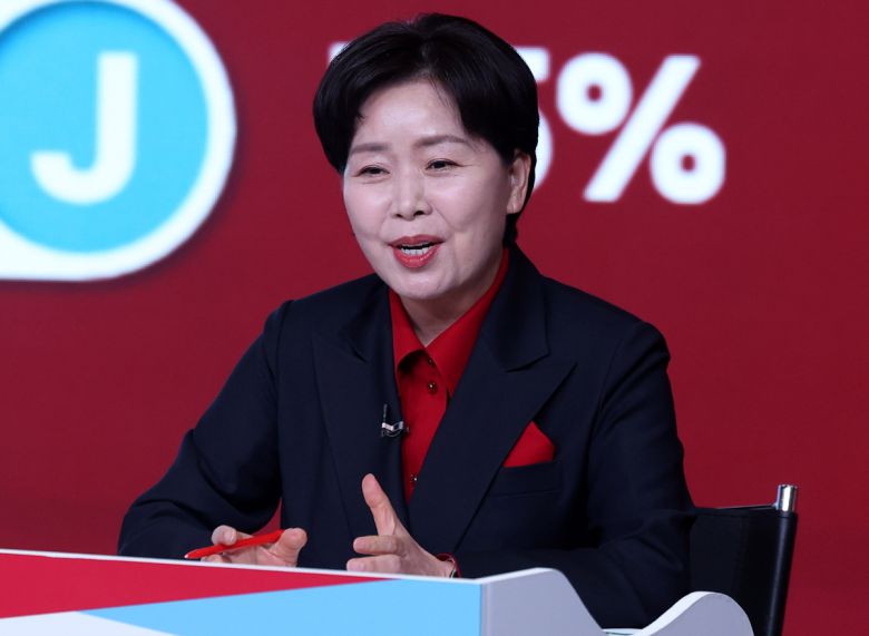 양향자 제21대 대통령 선거 국민의힘 경선 후보가 19일 오후 서울 강서구 ASSA아트홀에서 열린 '제21대 대통령 선거 국민의힘 1차 경선 A조 토론회'에서 발언을 하고 있다. 뉴시스