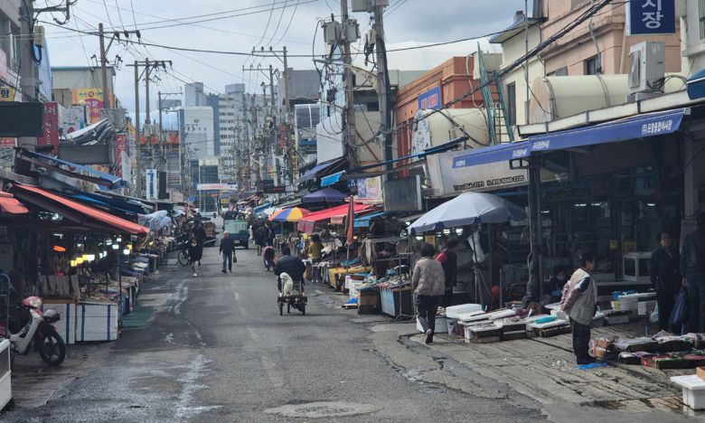 22일 오후 경북 최대 전통시장인 포항 죽도시장이 오가는 손님이 없어 다소 썰렁한 모습을 보이고 있다.