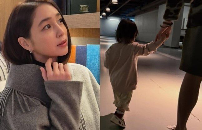 이민정이 늦둥이 딸의 귀여운 뒷모습을 공개했다. 이민정 인스타그램 캡처