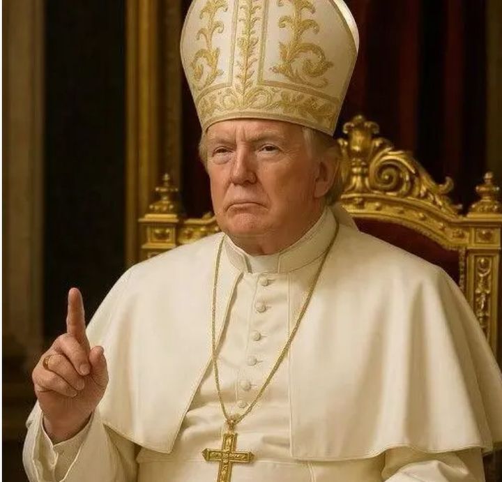 도널드 트럼프 미국 대통령이 교황 복장을 한 인공지능(AI) 합성 이미지. 백악관X 캡처