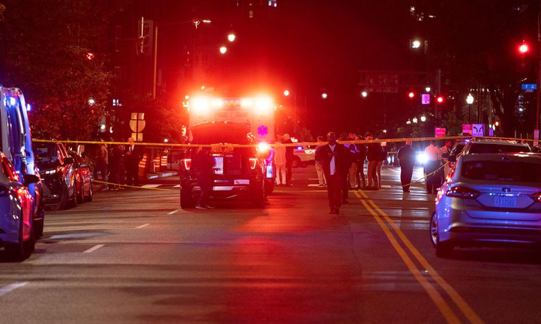 이스라엘 대사관 직원 2명이 피살된 미국 워싱턴DC 거리. 신화연합뉴스