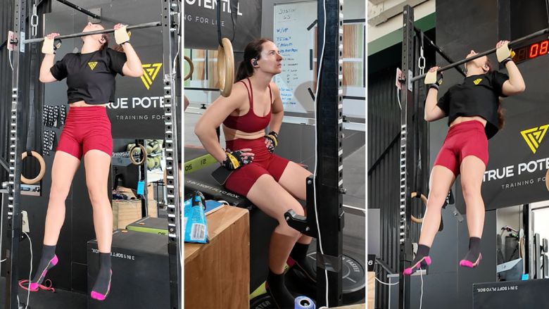 올리비아 빈슨이 24시간 턱걸이에 도전하고 있다. 기네스월드레코드 사이트 캡처