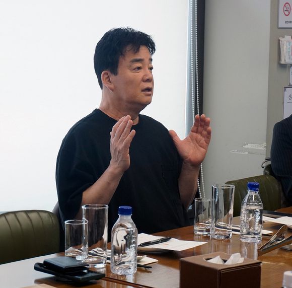지난달 13일 더본코리아 기자간담회에 참석한 백종원 대표. 더본코리아