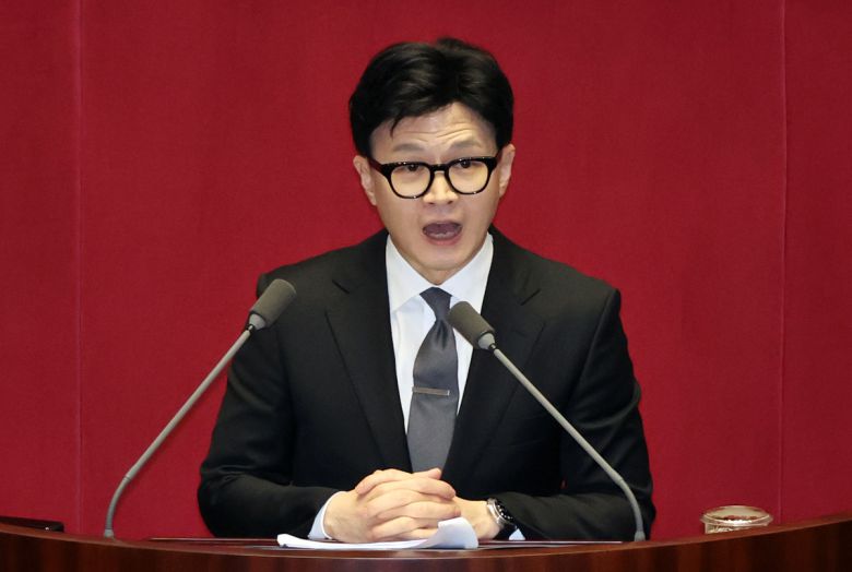 2023년 9월21일 한동훈 당시 법무부 장관이 서울 여의도 국회에서 열린 본회의에서 더불어민주당 이재명 대표 체포동의안 설명을 하고 있다. 이제원 선임기자