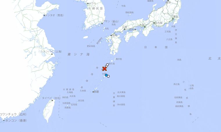 지난 22일 도카라 인근 해상에서 발생한 5.2 지진. 일본 기상청 캡처