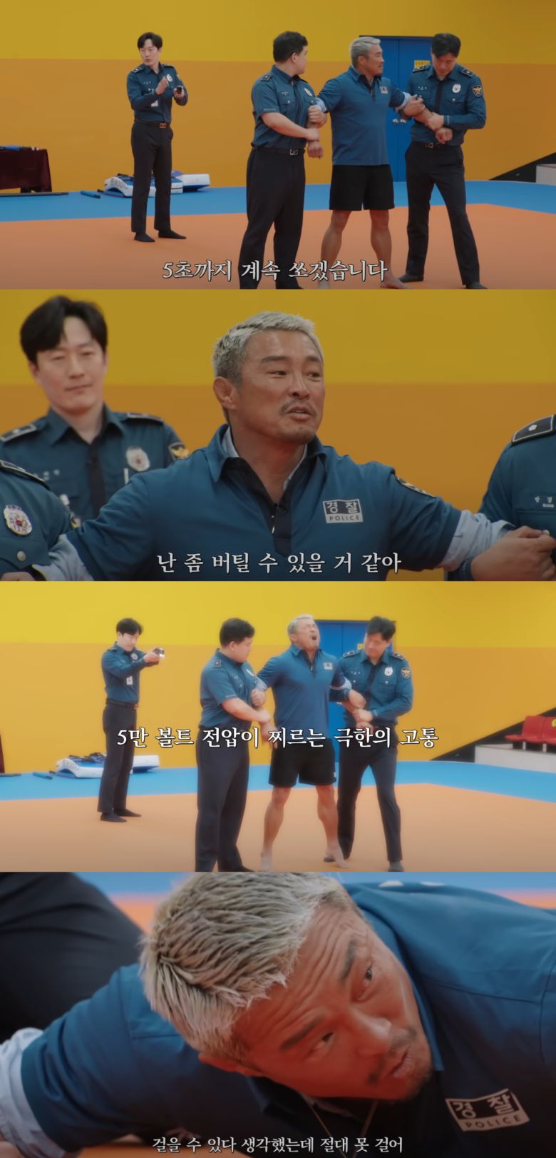 추성훈이 테이저건을 맞았다. 유튜브 채널 ‘스발바르 저장고’ 캡처.