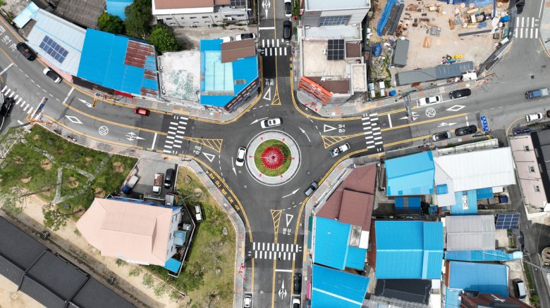 청송군청 사거리 회전 교차로 모습. 청송군 제공