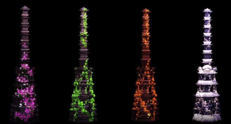 국립중앙박물관 경천사지 10층 석탑 미디어파사드. 국립중앙박물관 홈페이지 동영상 캡처