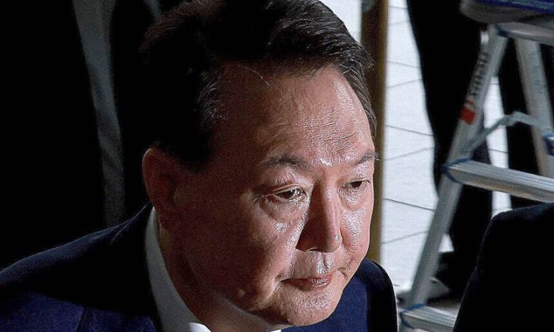 윤석열 전 대통령이 7월5일 내란 특검의 2차 조사를 받기 위해 조은석 특별검사팀 사무실이 있는 서울 서초구 서울고검에 출석하고 있다.공동취재