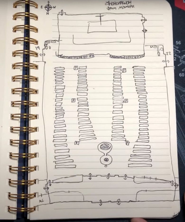 웨스트먼이 그린 사건 현장인 성당 배치도. 로이터연합뉴스