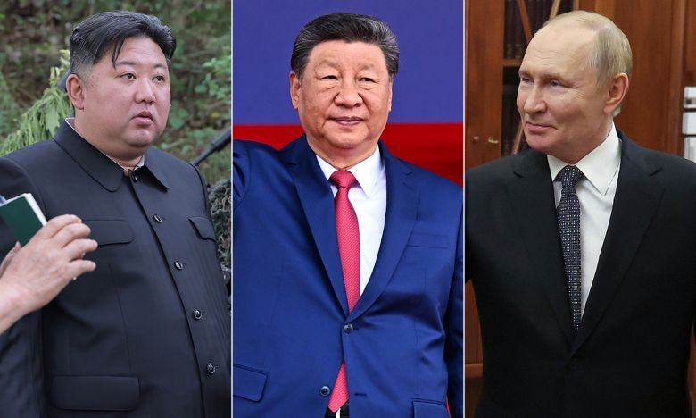 김정은 북한 국무위원장(왼쪽부터), 시진핑 중국 국가주석, 블라디미르 푸틴 러시아 대통령. 조선중앙통신·EPA·AP연합뉴스