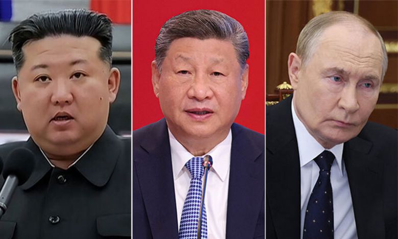 김정은 북한 국무위원장(왼쪽부터), 시진핑 중국 국가주석, 블라디미르 푸틴 러시아 대통령. 조선중앙TV·신화·EPA연합뉴스