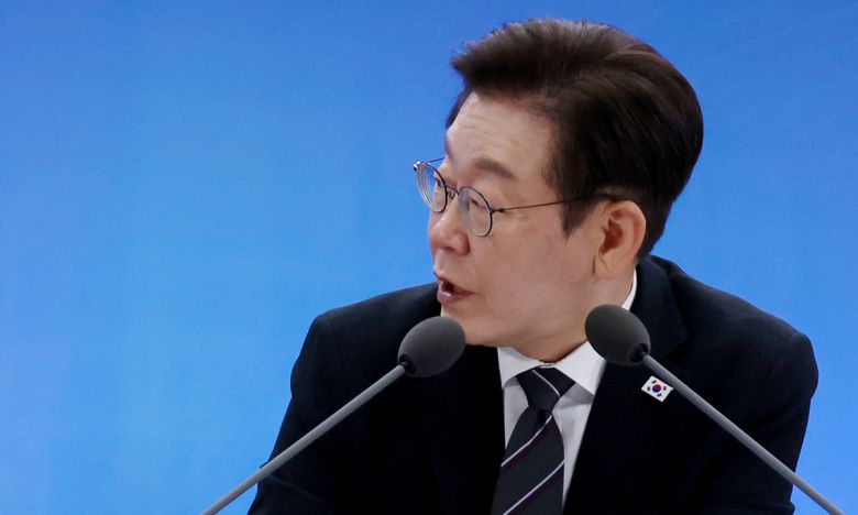 이재명 대통령이 지난 5일 인천 송도 컨벤시아에서 열린 바이오 혁신 토론회에서 발언하고 있다. 연합뉴스