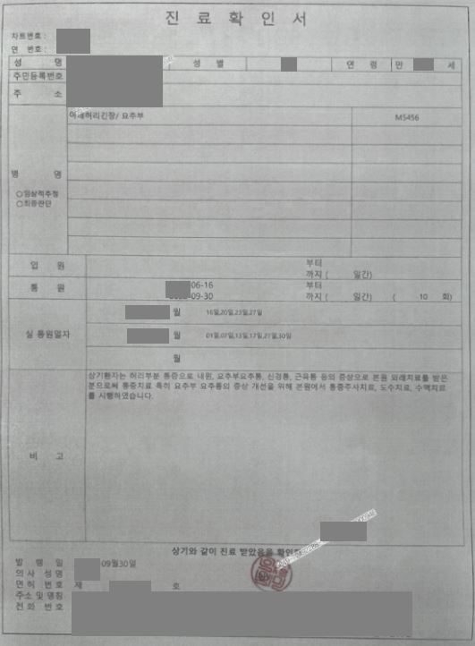 병원장 A씨가 허위로 조작해 발급한 진료확인서. 서울경찰청 제공