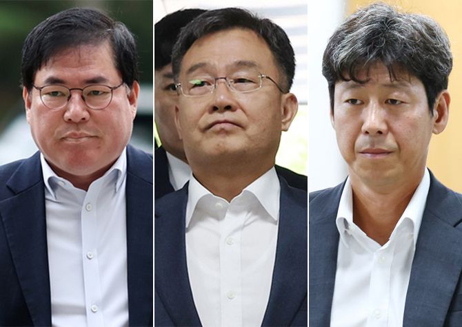 유동규 전 성남도시개발공사 기획본부장, 화천대유자산관리 대주주 김만배씨, 남욱 변호사(왼쪽부터). 연합뉴스