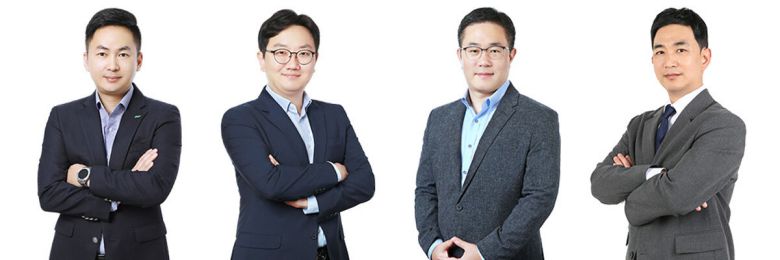 사진 왼쪽부터 임민재 BGF리테일 영업·개발부문장 상무, 장영식 인사총무실장 상무, 윤현수 4권역장 상무, 우진용 BGF 글로벌담당 상무. BGF그룹 제공