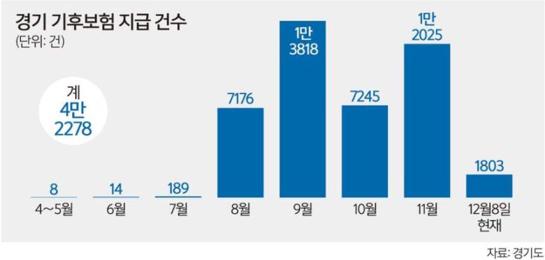 경기 기후보험 지급 건수. 세계일보 DB