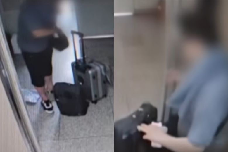 지난 7월20일 오후 4시쯤 사제총기 비속살인범인 60대 남성이 인천 송도의 아들 집으로 향하기 전 서울 도봉구 거주지 엘리베이터에서 큰 가방을 옮기는 모습. YTN 보도화면 캡처