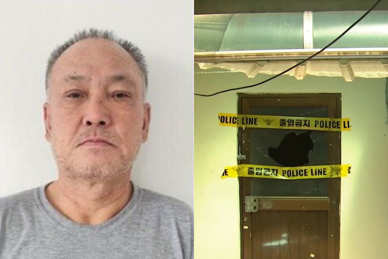 박찬성 머그샷. 오른쪽은 대전 중구 호동 사건 현장. 대전지검 제공·TJB 보도화면 캡처