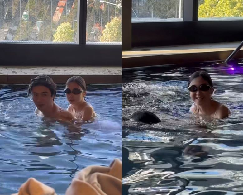 딸과 함께 수영 중인 기성용의 모습. 한혜진 인스타그램