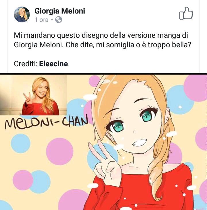 조르자 멜로니 이탈리아 총리가 과거 소셜미디어에 올린 그림. 자원봉사자가 그려 선물한 것으로 추정된다. 소셜미디어 캡처
