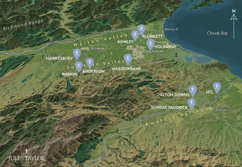 와이라우 밸리, 서던 밸리, 아와테레 밸리와 줄스 테일러 포도밭. 홈페이지