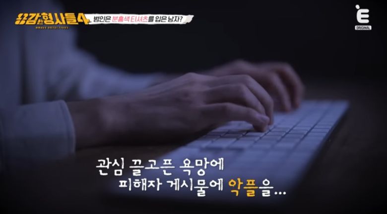 정치 커뮤니티에서 피해자의 게시물에 악플을 달았던 가해자. 유튜브 채널 'E채널' 영상 캡처