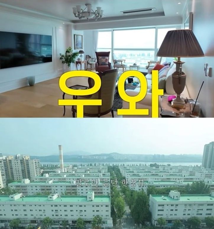 배우 윤미라가 공개한 한강이 내려다보이는 집 모습. 유튜브 채널 ‘윤미라’ 캡처