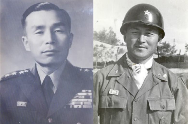 김종오 장군(왼쪽)과 임부택 장군. 6·25 전쟁 개전 초반 두 사람은 각각 육군 6사단장, 6사단 7연대장으로 강원 춘천 일대에서 북한군의 공세를 막아내고 국군의 첫 승전을 기록했다. SNS 캡처