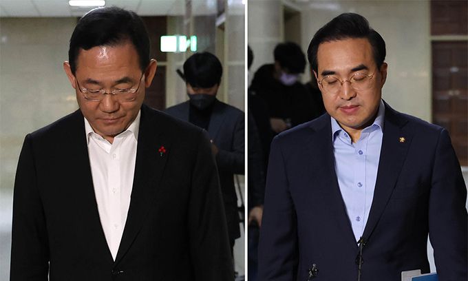 국민의힘 주호영 원내대표(왼쪽), 더불어민주당 박홍근 원내대표. 연합뉴스