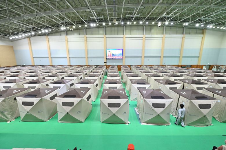 청송군 임시주거시설인 청송국민체육센터. 청송군 제공