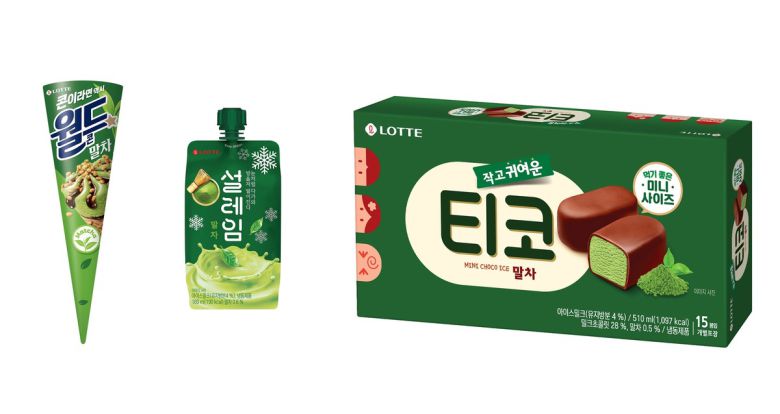 롯데웰푸드 말차맛 빙과 신제품 3종 패키지 이미지. 롯데웰푸드 제공