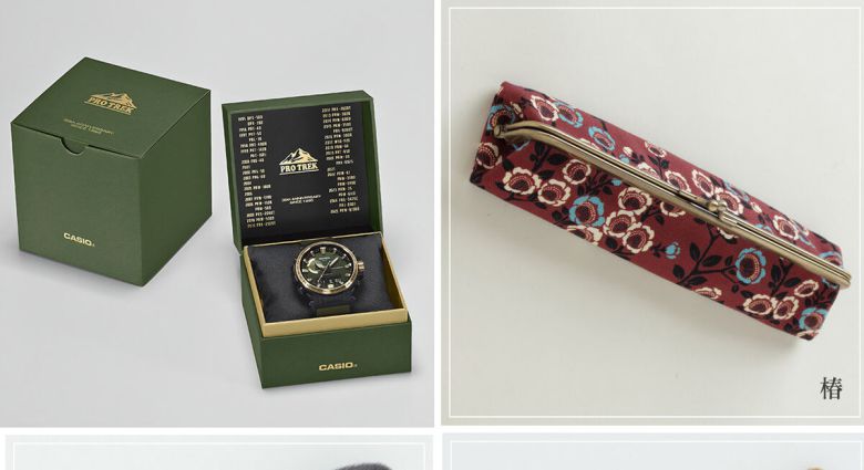 다카이치 사나에 일본 총리가 한일 정상회담을 위해 일본을 방문한 이재명 대통령과 김혜경 여사에게 선물한 손목시계, 화장용 붓과 파우치. 청와대 제공