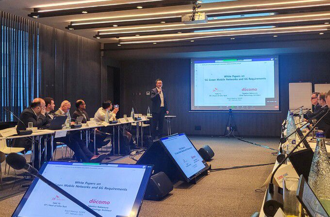 올해 2월 개최된 NGMN 보드미팅에서 류탁기 SKT 인프라 기술 담당이 ‘6G 공통 요구사항’에 대해 발표하고 있는 모습.